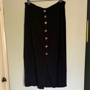 Black Button-Down Midi Skirt